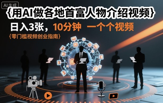 用AI做各地首富人物介绍视频，日入3张，10分钟一个视频 - 区块之眼