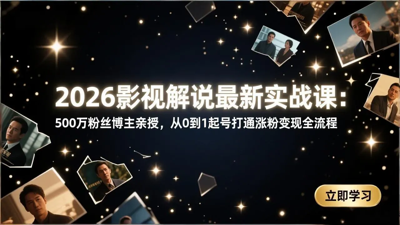 2026影视解说最新实战课：500万粉丝博主亲授，从0到1起号打通涨粉变现全流程 - 区块之眼