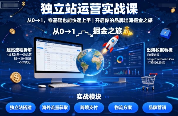 独立站运营实战课，从0到1，零基础也能快速上手，开启你的品牌出海掘金之旅 - 区块之眼