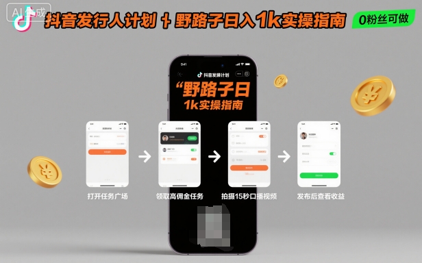 抖音发行人计划全新野路子玩法，随时随地，只要有手机，就能操作，日入1k+【揭秘】 - 区块之眼 - 区块之眼