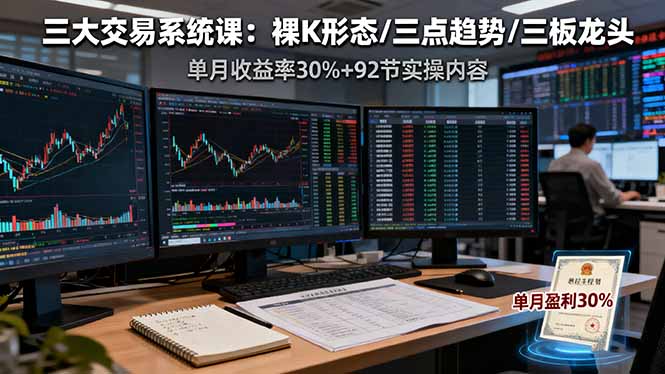三大交易系统课：裸K形态/三点趋势/三板体系，单月收益率30%+92节实操内容 - 区块之眼 - 区块之眼