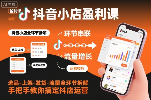 抖音小店盈利课-选品-上架-发货-流量全环节拆解，手把手教你搞定抖店运营 - 区块之眼