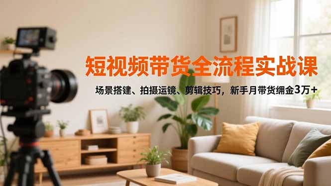 短视频带货全流程实战课，场景搭建、拍摄运镜、剪辑技巧，新手月带货佣金3万+ - 区块之眼