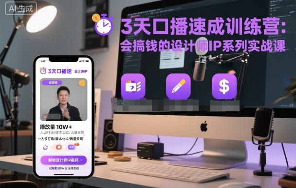 3天口播速成训练营，会搞钱的设计师IP系列实战课 - 区块之眼 - 区块之眼