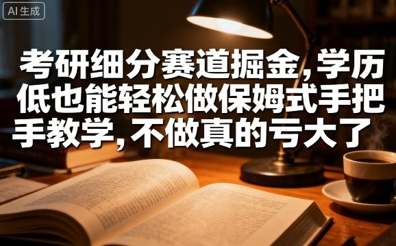 考研细分赛道掘金，日入1k+，学历低也能轻松做保姆式手把手教学，不做真的亏大了【揭秘】 - 区块之眼 - 区块之眼