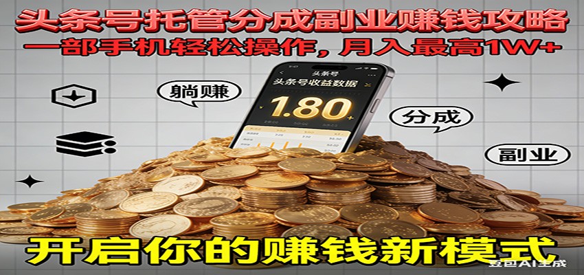 全程托管今日头条，一部手机就可以开干，最高躺赚1W+ - 区块之眼