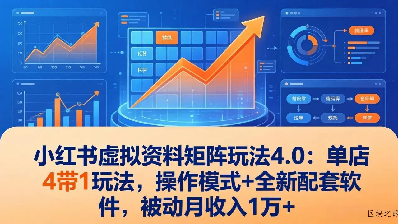 小红书虚拟资料矩阵玩法4.0：单店4带1玩法，操作模式+全新配套软件，被动月收入1万+ - 区块之眼