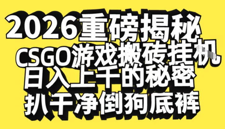 2026开年重磅解密，CSGO游戏搬砖挂G日入1k+的秘密，把倒狗的底裤扒干【揭秘】 - 区块之眼
