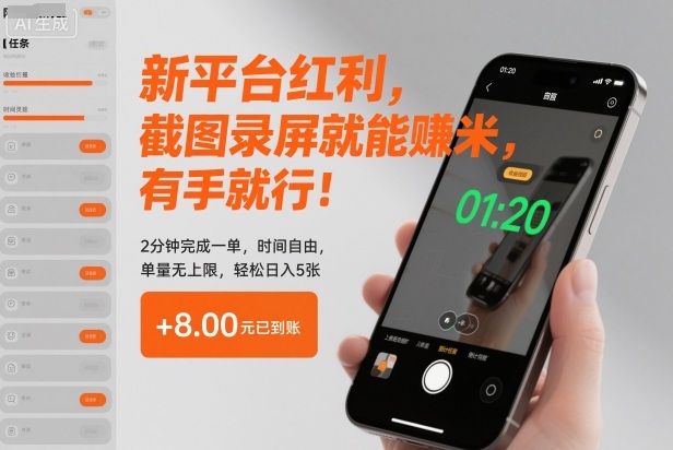 新平台红利，截图录屏就能賺米，有手就行！2分钟完成一单，时间自由，单量无上限，轻松日入5张【揭秘】 - 区块之眼