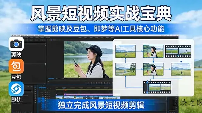 风景短视频实战宝典：掌握剪映及豆包、即梦等AI工具的核心功能，独立完成风景短视频剪辑 - 区块之眼