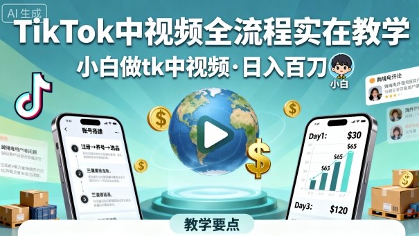 TikTok中视频全流程实操教学，小白做tk中视频，日入百刀 - 区块之眼