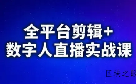 视频号、快手、抖音全平台剪辑+数字人直播实战课(更新2026) - 区块之眼