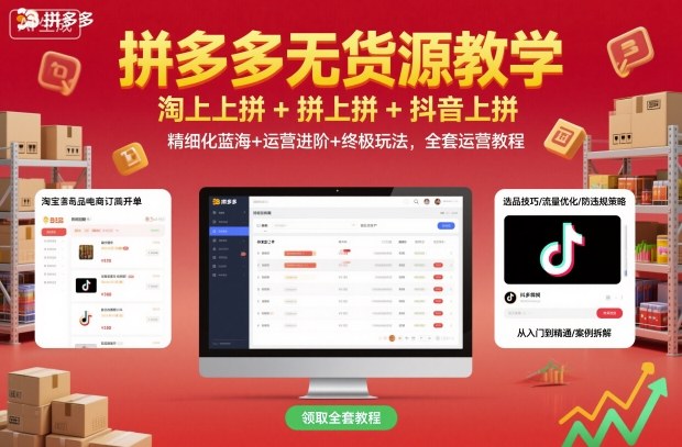 拼多多无货源教学，淘上拼+拼上拼+抖上拼，精细化蓝海+运营进阶+终极玩法，全套运营教程 - 区块之眼 - 区块之眼