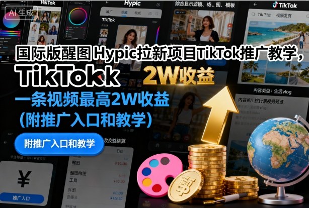 国际版醒图Hypic拉新项目TikTok推广教学，一条视频最高2W收益(附推广入口和教学) - 区块之眼 - 区块之眼