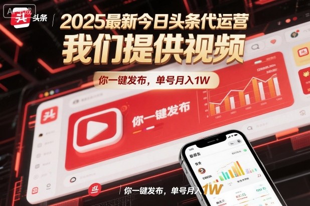 2025最新今日头条代运营，我们提供视频，你一键发布，单号月入1W【揭秘】 - 区块之眼
