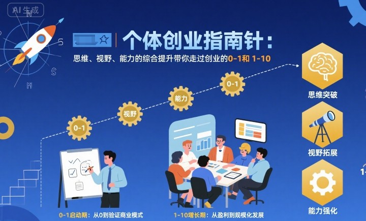 个体创业指南针，思维、视野、能力的综合提升带你走过创业的0-1和1-10【音频】 - 区块之眼