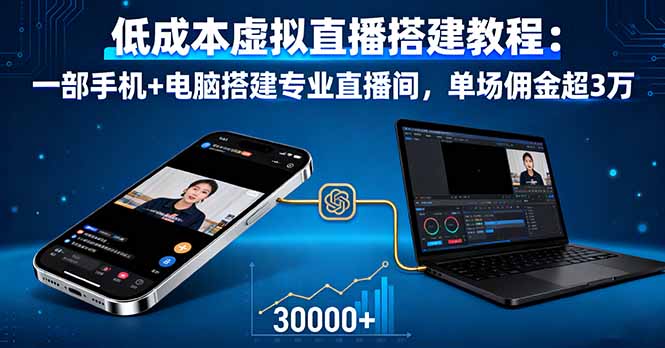 低成本虚拟直播搭建教程：一部手机+电脑搭建专业直播间，单场佣金超3万 - 区块之眼 - 区块之眼
