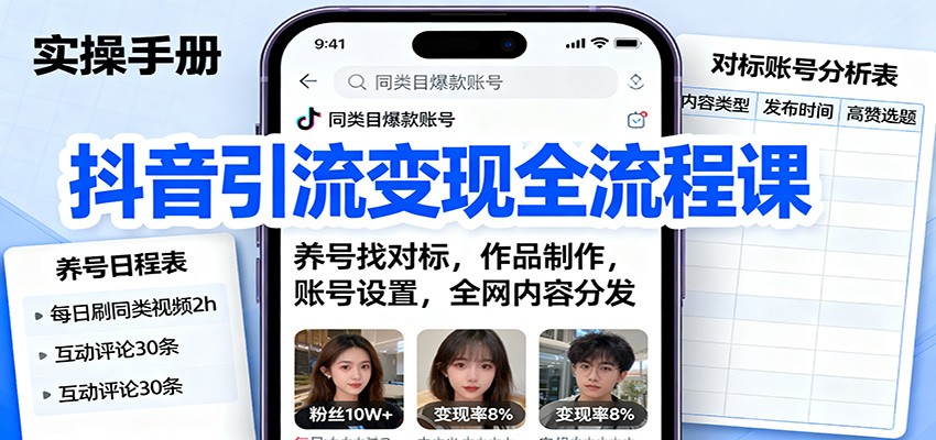 抖音引流变现全流程课：养号找对标，作品制作，账号设置，全网内容分发 - 区块之眼 - 区块之眼