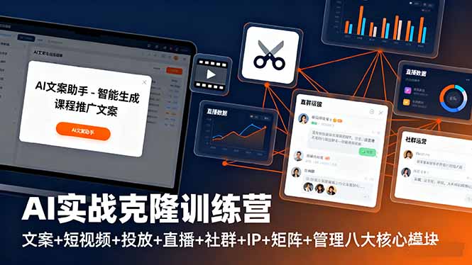 AI实战克隆训练营：文案+短视频+投放+直播+社群+IP+矩阵+管理八大核心模块 - 区块之眼 - 区块之眼