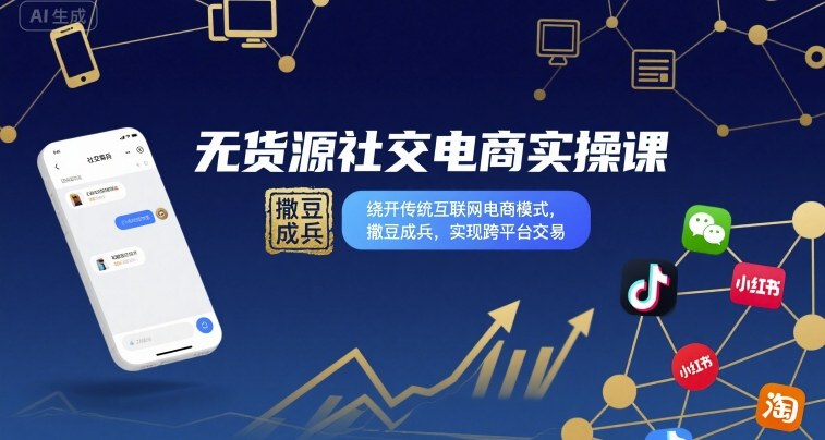 无货源社交电商实操课，绕开传统互联网电商模式，撒豆成兵，实现跨平台交易 - 区块之眼 - 区块之眼