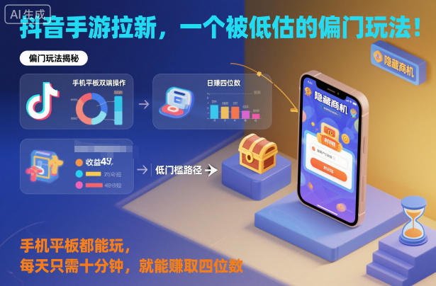 抖音手游拉新，一个被低估的偏门玩法！手机平板都能玩，每天只需十分钟，就能賺取四位数【揭秘】 - 区块之眼