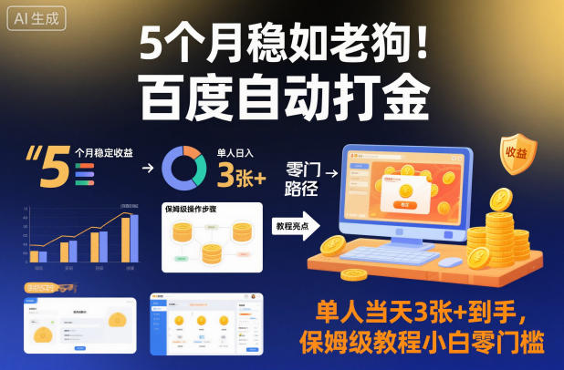 5个月稳如老狗！百度自动打金，单人当天3张+到手，保姆级教程小白零门槛【揭秘】 - 区块之眼