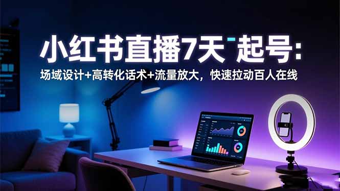 小红书直播7天起号：场域设计+高转化话术+流量放大，快速拉动百人在线 - 区块之眼