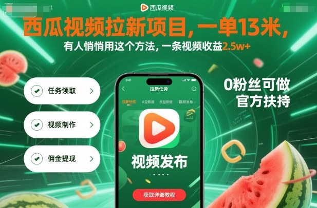 西瓜视频拉新项目，一单13米，有人悄悄用这个方法，一条视频收益2.5w+(附详细教程) - 区块之眼 - 区块之眼