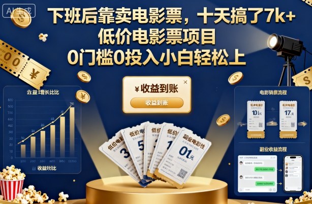 下班后靠卖电影票，十天搞了7k+，低价电影票项目，0门槛0投入小白轻松上手【揭秘】 - 区块之眼