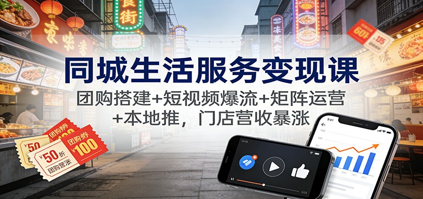 同城生活服务变现课：团购搭建+短视频爆流+矩阵运营+本地推，门店营收暴涨 - 区块之眼