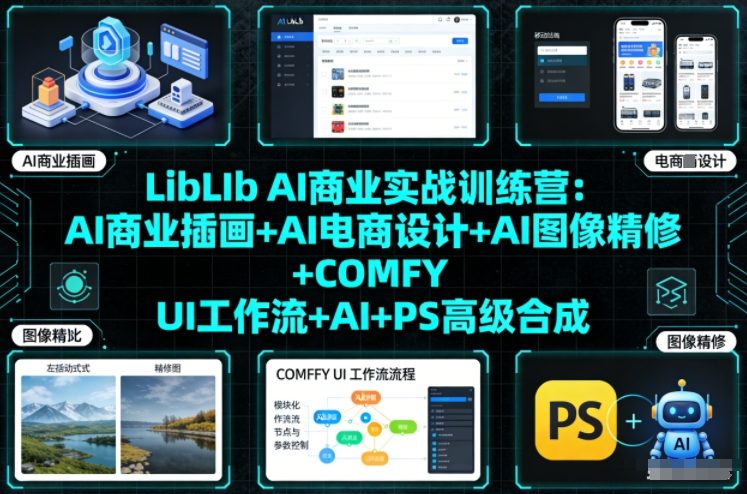 LibLIb AI商业实战训练营：AI商业插画+AI电商设计+AI图像精修+COMFY UI工作流+AI+PS高级合成 - 区块之眼