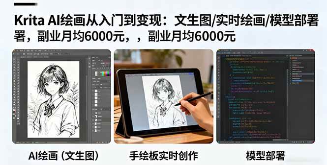 （16222期）Krita AI绘画从入门到变现：文生图/实时绘画/模型部署，副业月均6000元 - 区块之眼 - 区块之眼