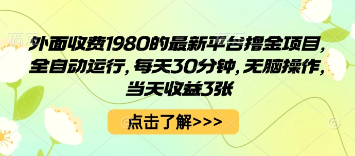 外面收费1980的最新平台撸金项目，全自动运行，每天30分钟，无脑操作，当天收益3张【揭秘】 - 区块之眼 - 区块之眼