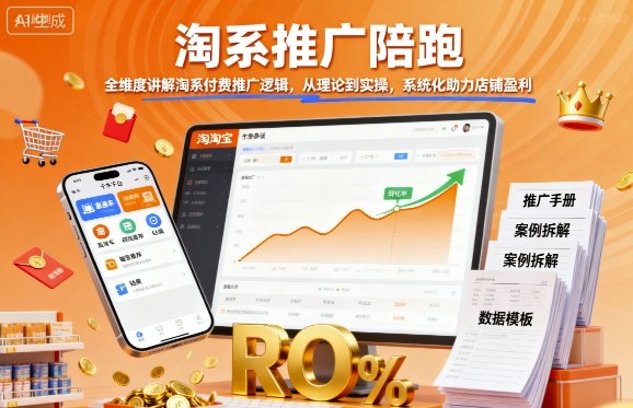 淘系推广陪跑，全维度讲解淘系付费推广逻辑，从理论到实操，系统化助力店铺盈利 - 区块之眼