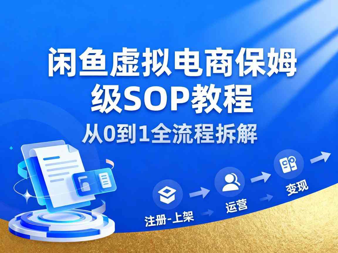 闲鱼虚拟电商，月入轻松过1W，保姆级SOP教程 - 区块之眼