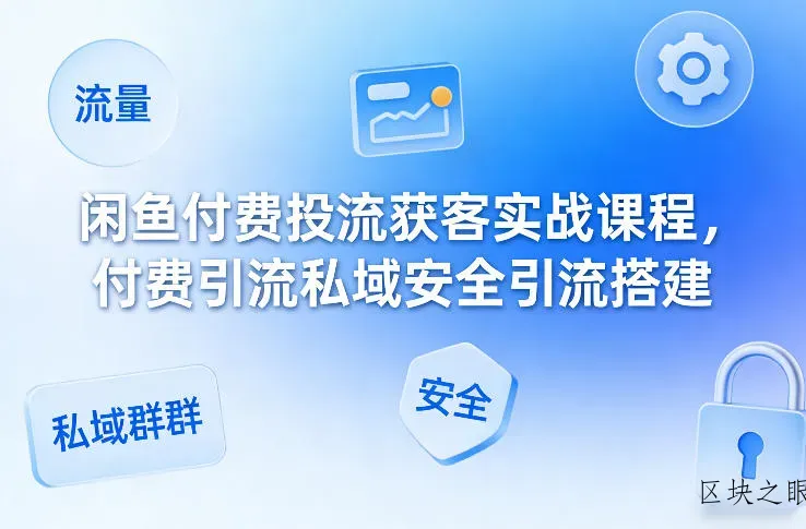 闲鱼付费投流获客实战课程，付费引流私域安全引流搭建 - 区块之眼