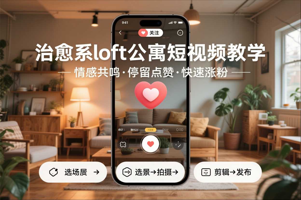 治愈系loft公寓短视频制作教学，情感共鸣引停留点赞关注，快速起号涨粉 - 区块之眼