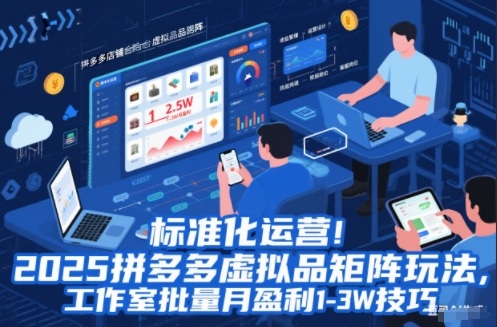 标准化运营！2025拼多多虚拟品矩阵玩法，工作室批量月盈利1-3W技巧【揭秘】 - 区块之眼