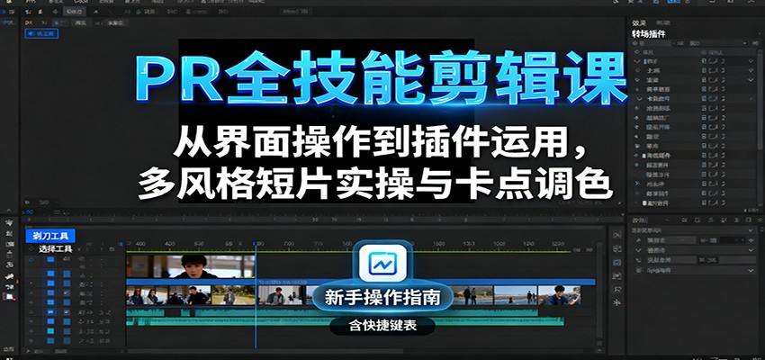 PR全技能剪辑课：从界面操作到插件运用，多风格短片实操与卡点调色 - 区块之眼 - 区块之眼