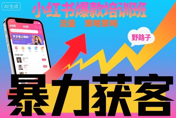 小红书爆款培训班，小红书获客野路子流量打法，暴力持续获客 - 区块之眼