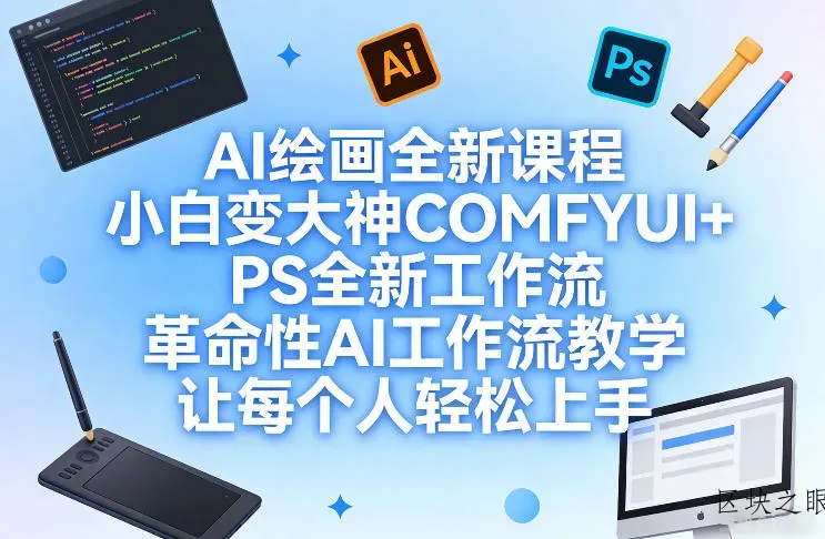 AI绘画全新课程，小白变大神COMFYUI+PS全新工作流，革命性AI工作流教学，让每个人轻松上手 - 区块之眼