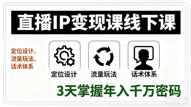 直播IP变现课线下课，定位设计、流量玩法、话术体系，3天掌握年入千万密码 - 区块之眼 - 区块之眼