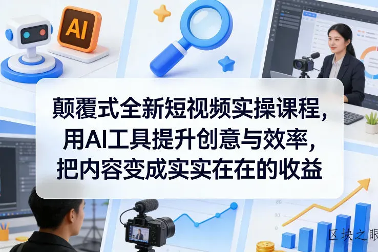 颠覆式全新短视频实操课程，用AI工具提升创意与效率，把内容变成实实在在的收益 - 区块之眼