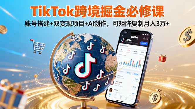 TikTo跨境掘金必修课，账号搭建+双变现项目+AI创作，可矩阵复制月入3万+ - 区块之眼