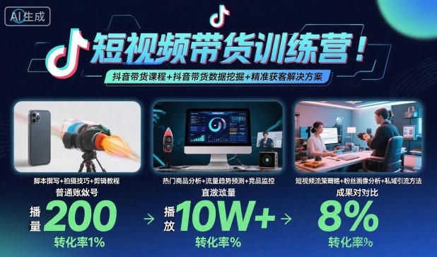 短视频带货训练营，抖音带货课程+抖音带货数据挖掘+精准获客解决方案 - 区块之眼