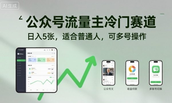公众号流量主冷门赛道，日入5张，适合普通人，可多号操作 - 区块之眼 - 区块之眼