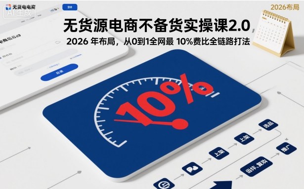 无货源电商不备货实操课2.0，2026年布局，从0到1全网最低10%费比全链路打法【更新中】 - 区块之眼