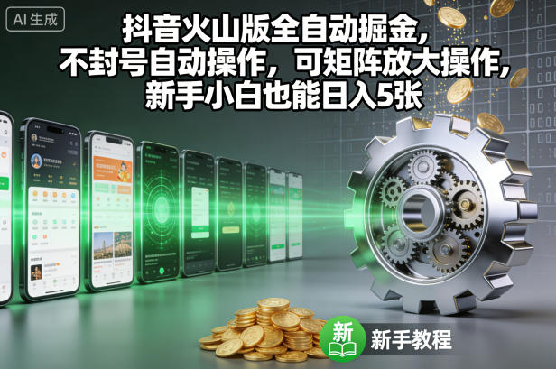 抖音火山版全自动掘金，不封号自动操作，可矩阵放大操作，新手小白也能日入5张【揭秘】 - 区块之眼