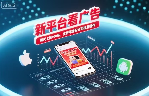 新台看广告，养好机一条5毛到5块，单机日入30到100，支持苹果安卓，可批量操作。 - 区块之眼