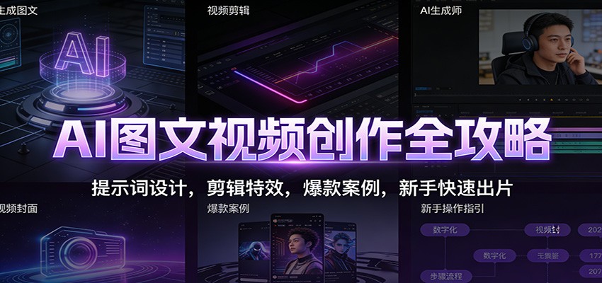 AI图文视频创作全攻略：提示词设计，剪辑特效，爆款案例，新手快速出片 - 区块之眼